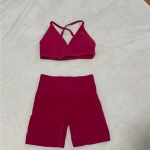 Pink Sports Bra and Shorts Set
